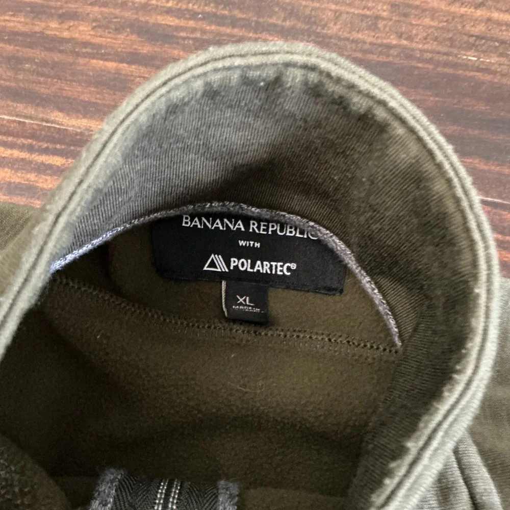 Banana Republic Polartec Quarter Zip Pullover Mens XL Olive Green Fleece Sweater